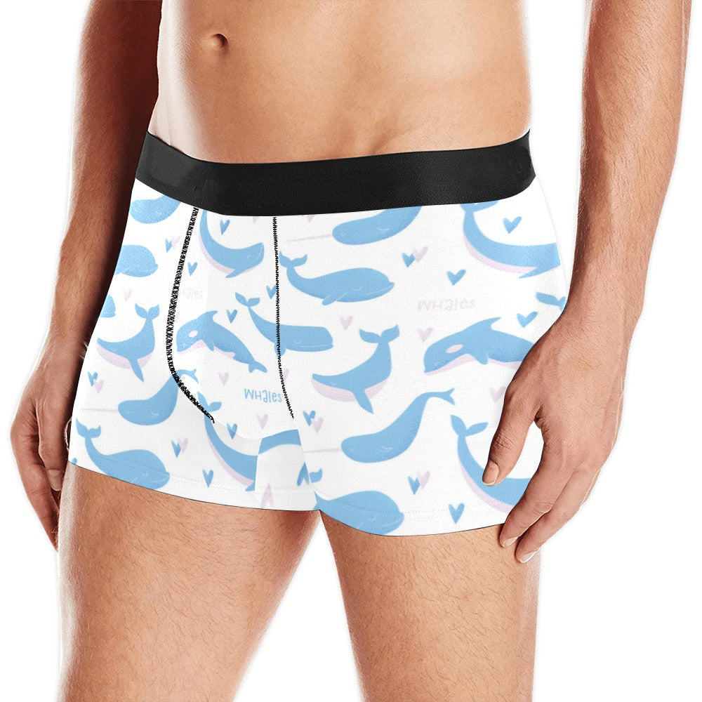 Blue whale pattern Men's All Over Print Boxer Briefs Men's Underwear