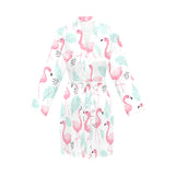 Cute flamingo pattern Women's Long Sleeve Belted Night Robe