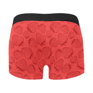 strawberry pattern red background Men's All Over Print Boxer Briefs Men's Underwear