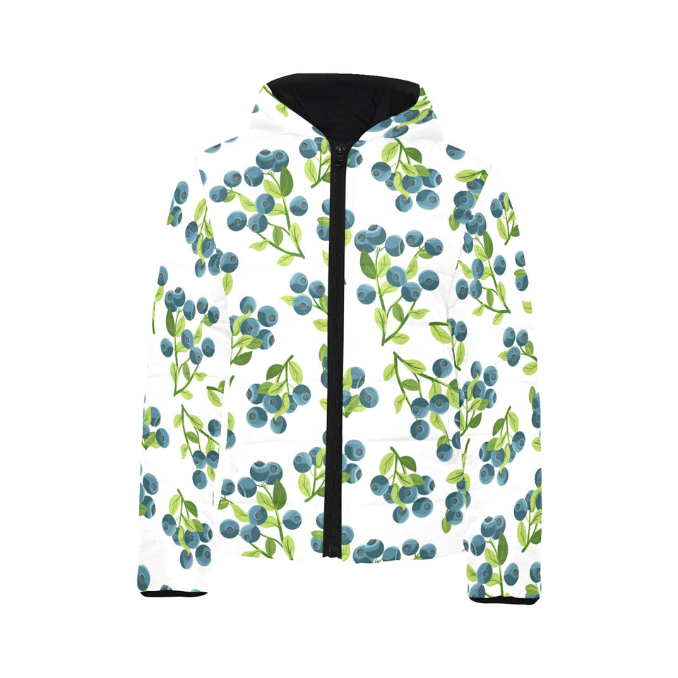 blueberry white background Kids' Boys' Girls' Padded Hooded Jacket