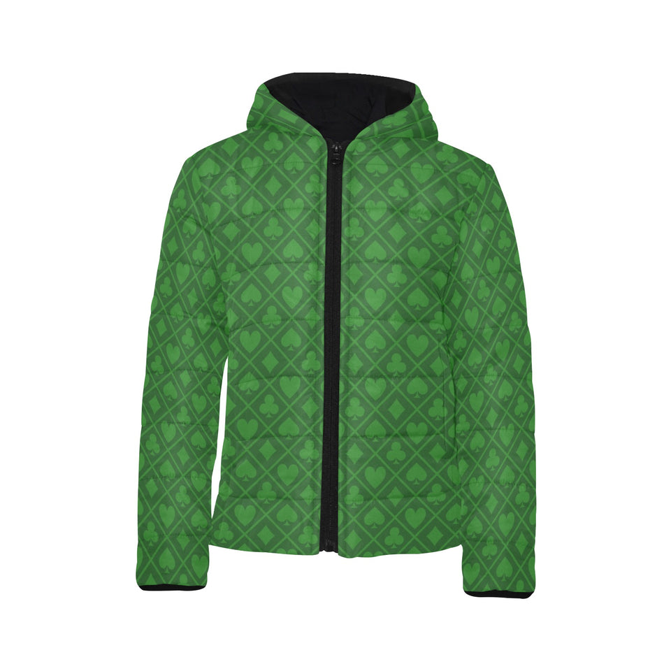 Casino Cards Suits Pattern Print Design 04 Kids' Boys' Girls' Padded Hooded Jacket