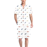 Cute helicopter star pattern Men's V-Neck Short Pajama Set