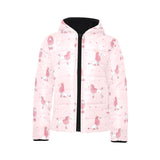 Poodle dog pink color theme Kids' Boys' Girls' Padded Hooded Jacket