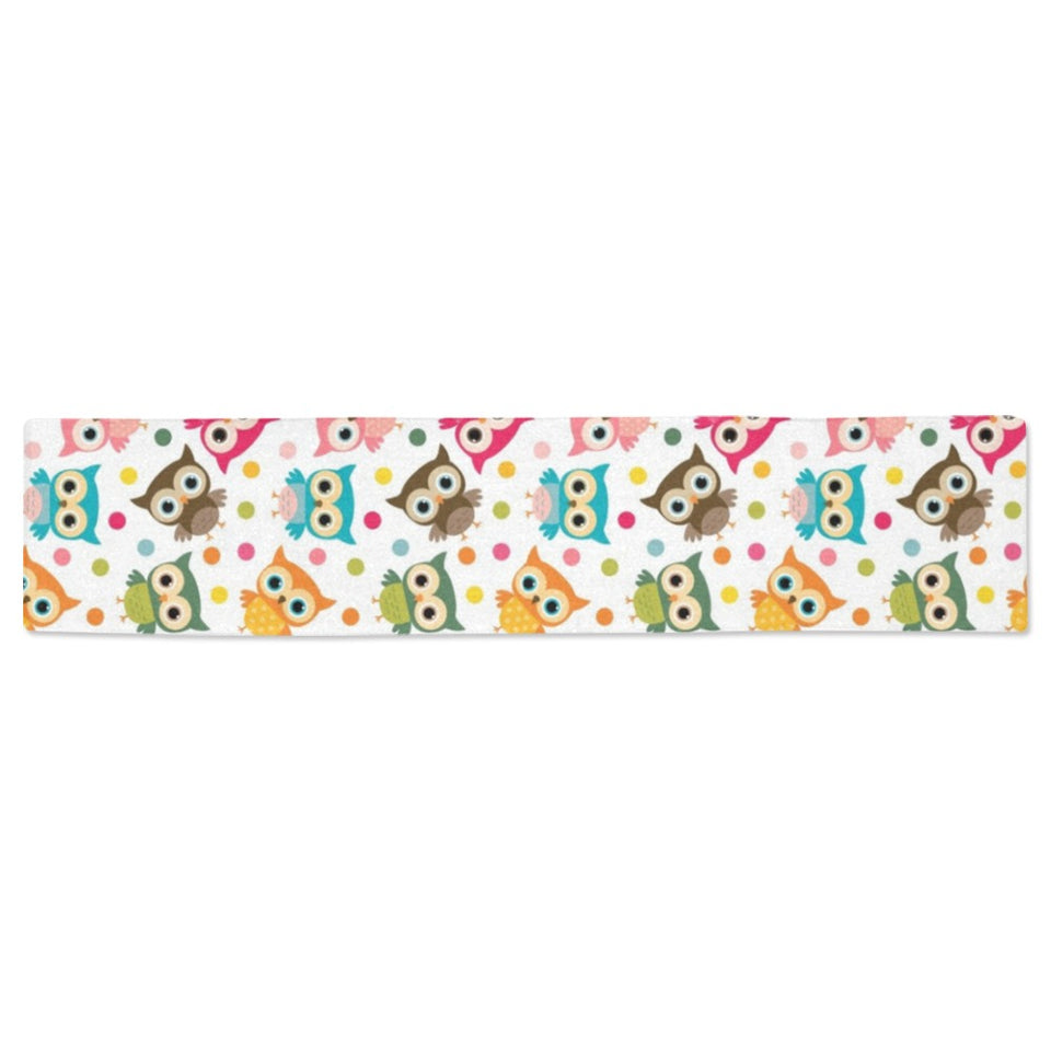 Color cute owl pattern Table Runner