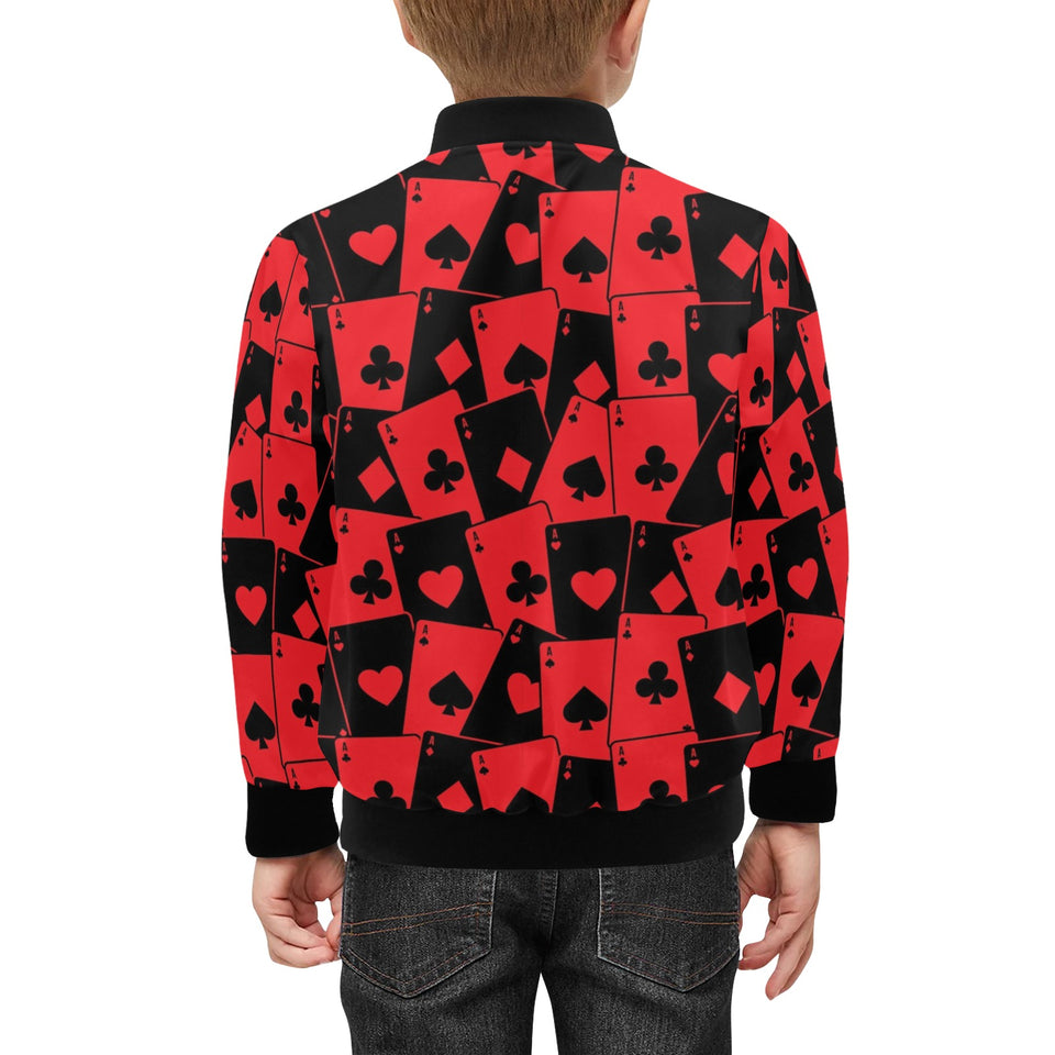 Casino Cards Suits Pattern Print Design 02 Kids' Boys' Girls' Bomber Jacket