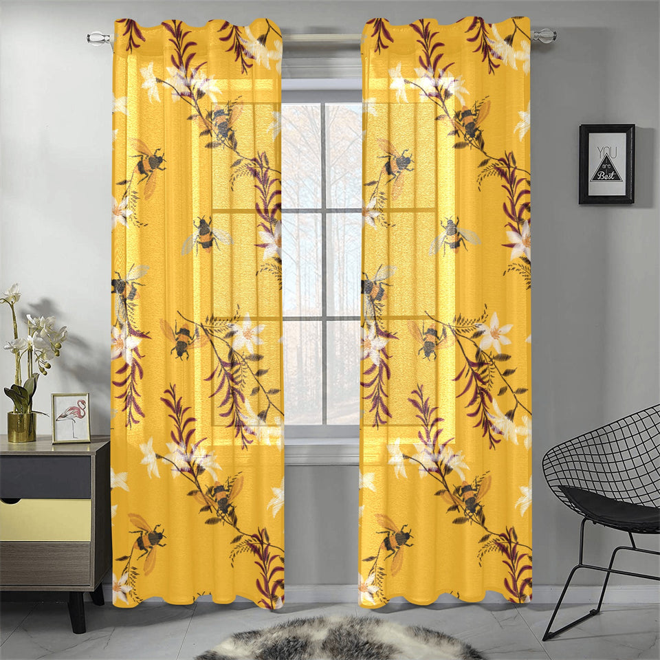 Bee flower pattern Gauze Curtain