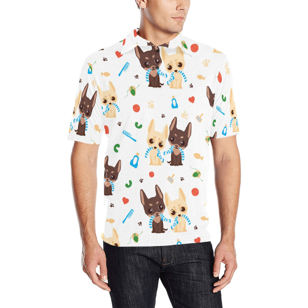 Cute Chihuahua dog pattern Men's All Over Print Polo Shirt