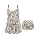 Stingray Pattern Print Design 05 Chest Sexy Pleated Two Piece Swim Dress