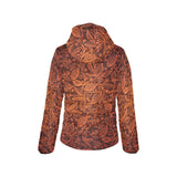 cacao beans tribal polynesian pattern Women's Padded Hooded Jacket