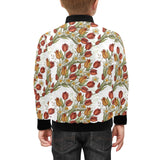 Red tulips and daffodils pattern Kids' Boys' Girls' Bomber Jacket
