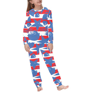 American football ball star stripes pattern Kids' Boys' Girls' All Over Print Pajama Set