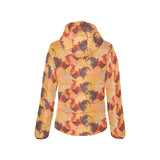 red rooster chicken cock pattern Women's Padded Hooded Jacket