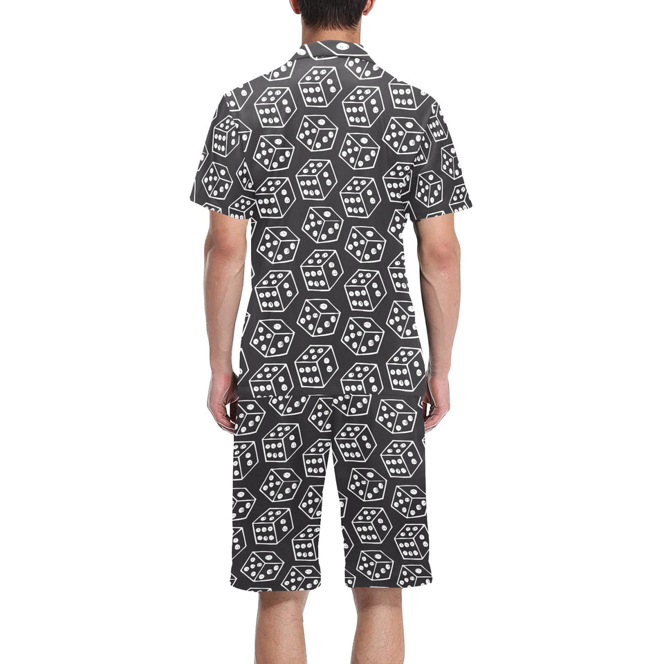 Dice Pattern Print Design 01 Men's V-Neck Short Pajama Set