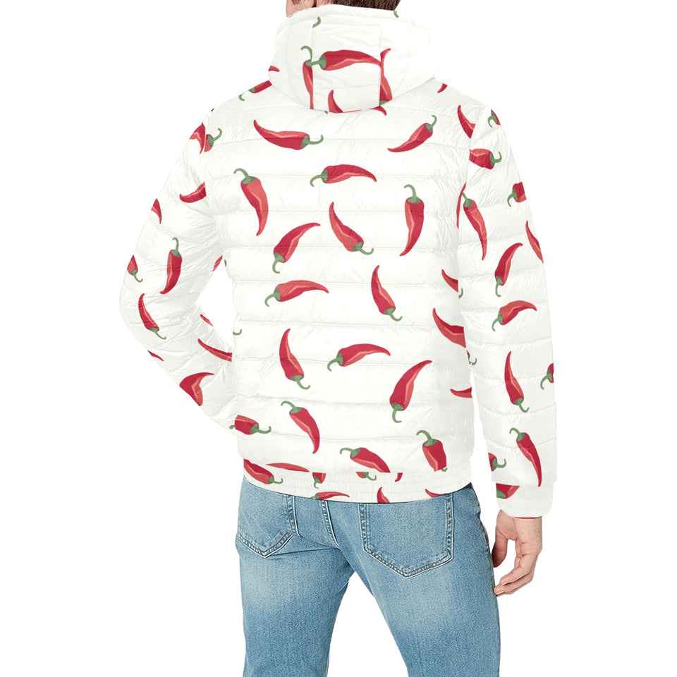 Chili peppers pattern Men's Padded Hooded Jacket