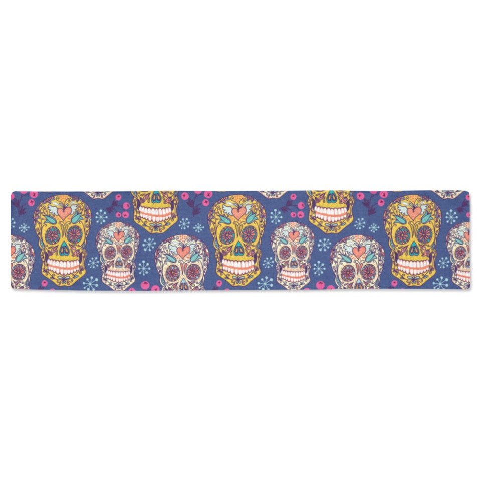 Sugar skull flower pattern Table Runner