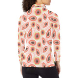 papaya leaves pattern Women's Long Sleeve Polo Shirt