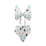 Dog Paws Pattern Print Design 04 Chest Bowknot High Waisted Bikini Swimsuit
