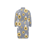 Cute hamster sunflower pattern background Men's Long Sleeve Belted Night Robe
