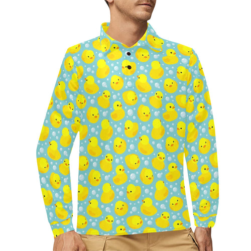 Duck Pattern Print Design 03 Men's Long Sleeve Polo Shirt
