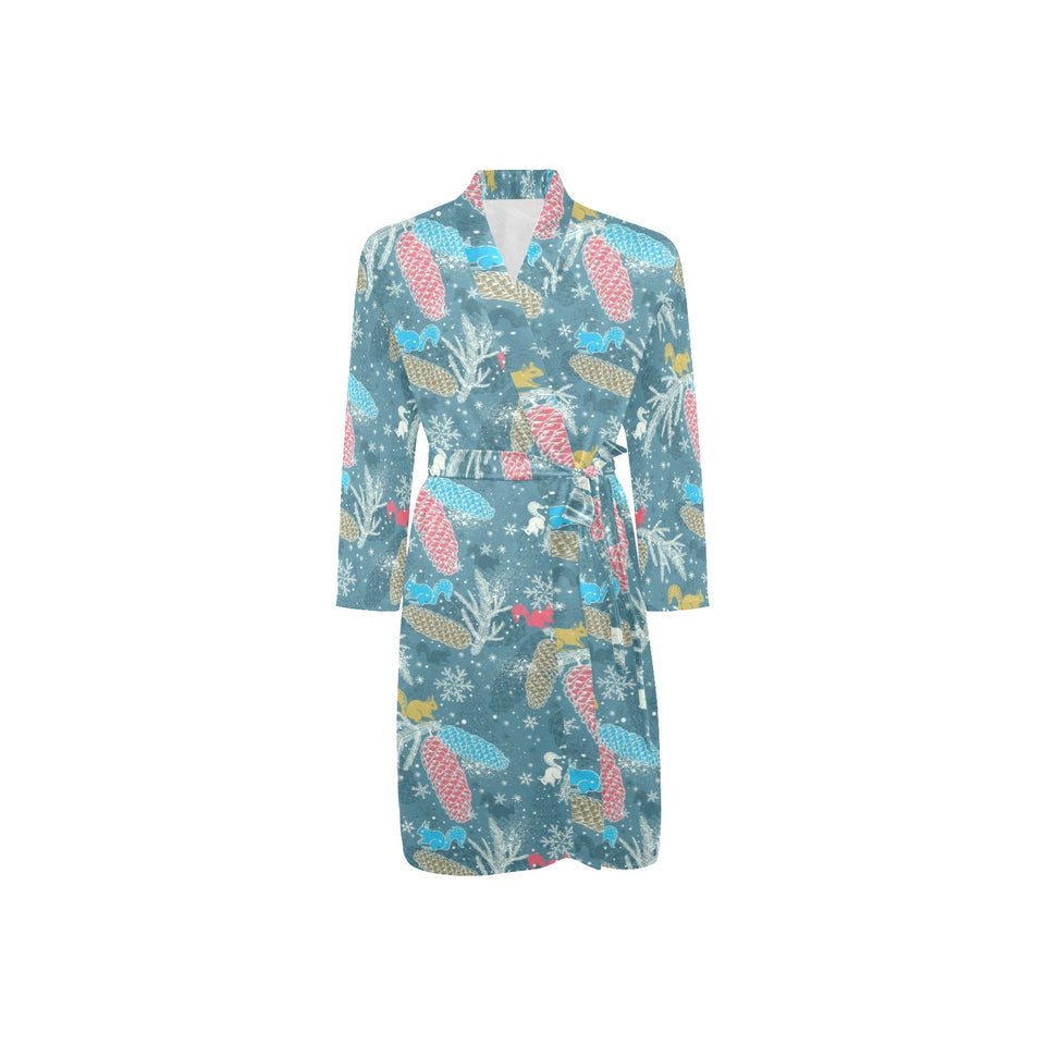 Squirrel Pattern Print Design 01 Men's Long Sleeve Belted Night Robe