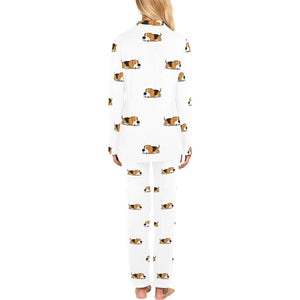 Cute beagle dog sleeping pattern Women's Long Pajama Set
