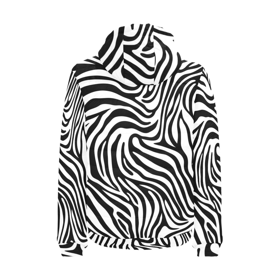 Zebra skin pattern Men's Padded Hooded Jacket