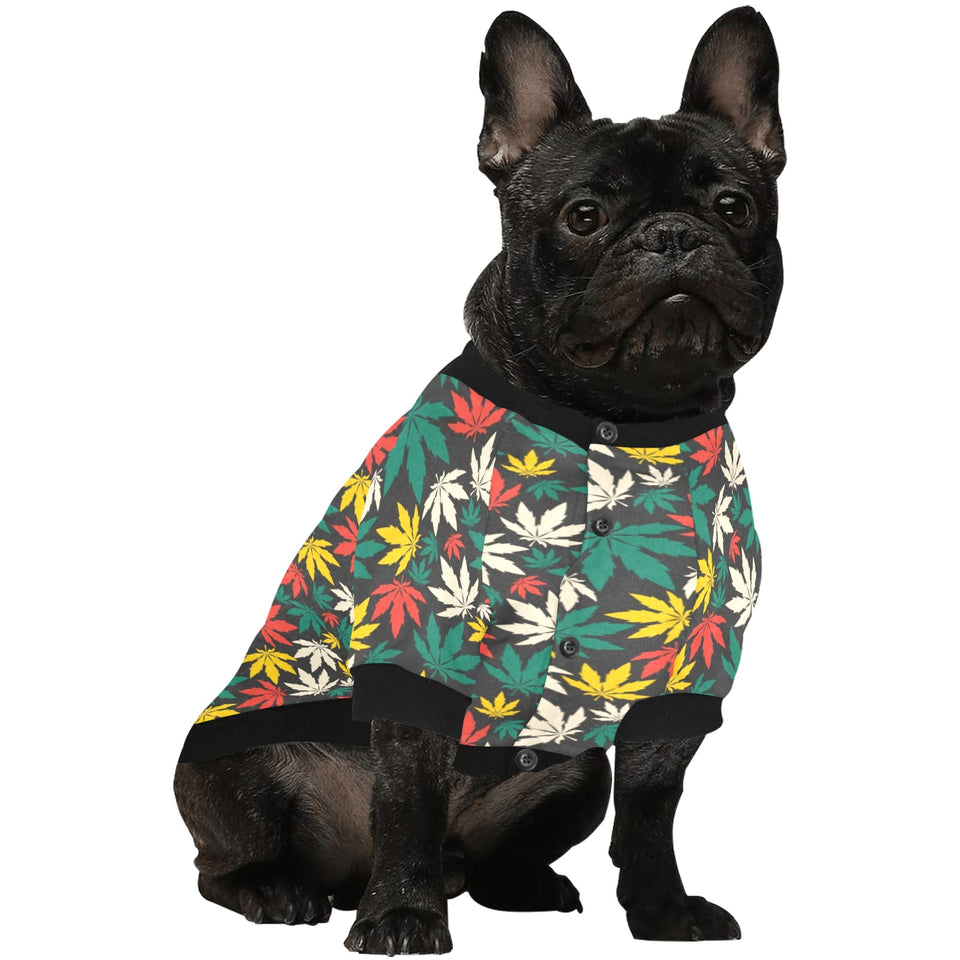 Canabis Marijuana Weed Pattern Print Design 02 All Over Print Pet Dog Round Neck Fuzzy Shirt
