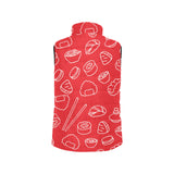 sushi pattern red background Women's Padded Vest