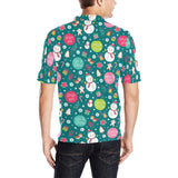 Snowman bird decorative elements christmas pattern Men's All Over Print Polo Shirt