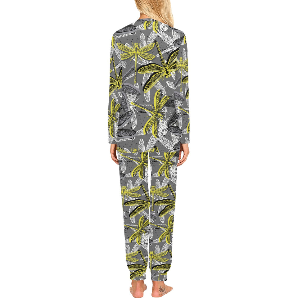 Hand drawn dragonfly pattern Women's All Over Print Pajama Set