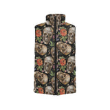 Skull rose humming bird flower pattern Women's Padded Vest