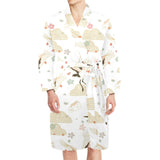 Beautiful Japanese cranes pattern Men's Long Sleeve Belted Night Robe