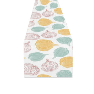 colorful onions white background Table Runner