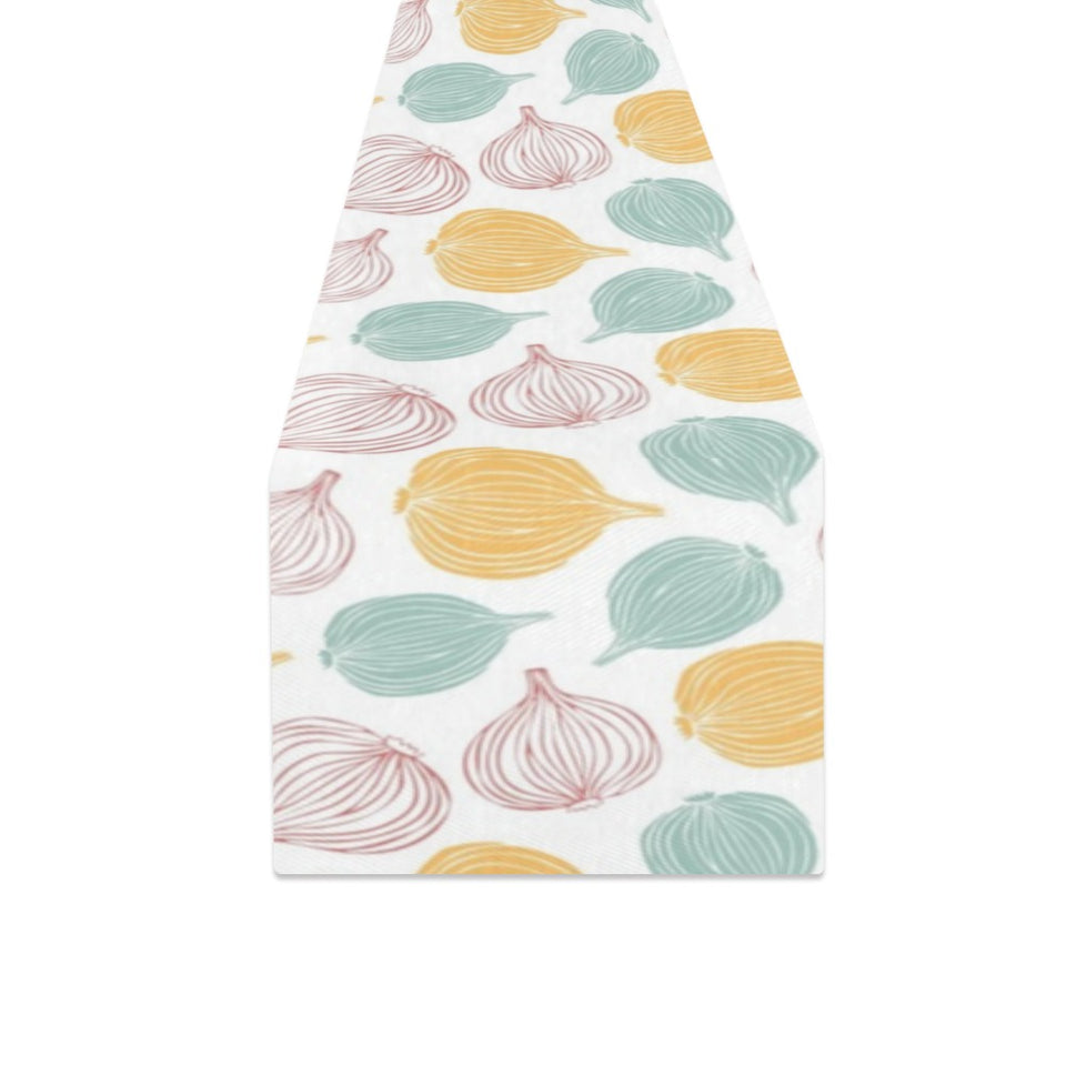 colorful onions white background Table Runner