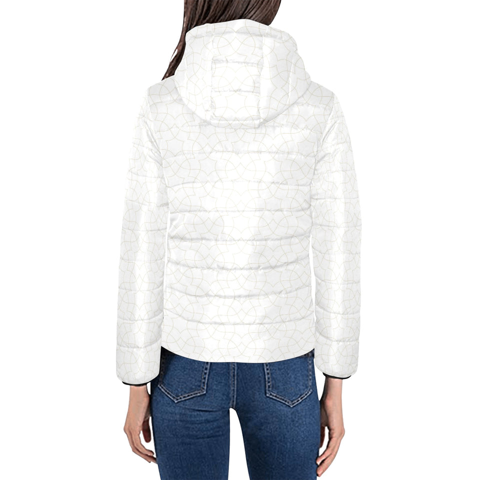 arabic white pattern Women's Padded Hooded Jacket