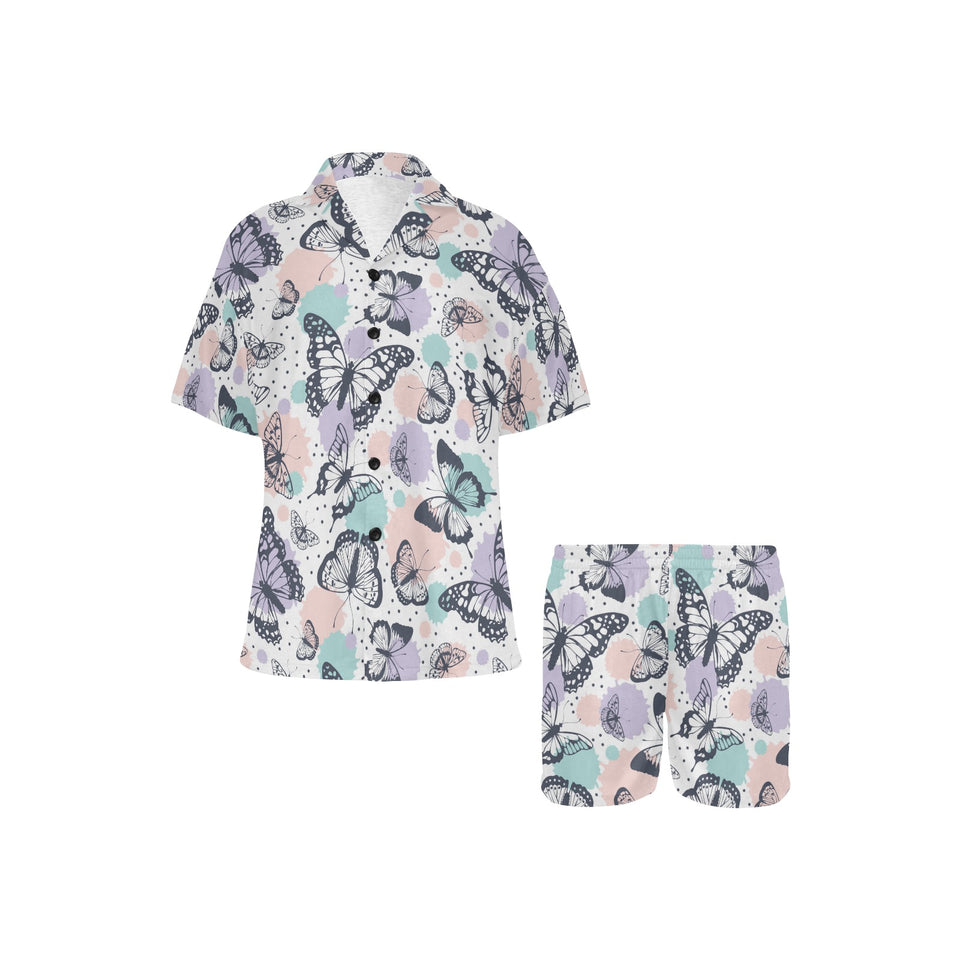 Butterfly pattern Women's V-Neck Short Pajama Set