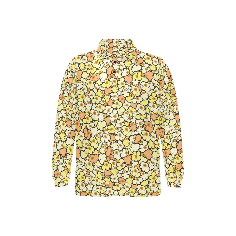 Popcorn Pattern Print Design 03 Men's Long Sleeve Polo Shirt