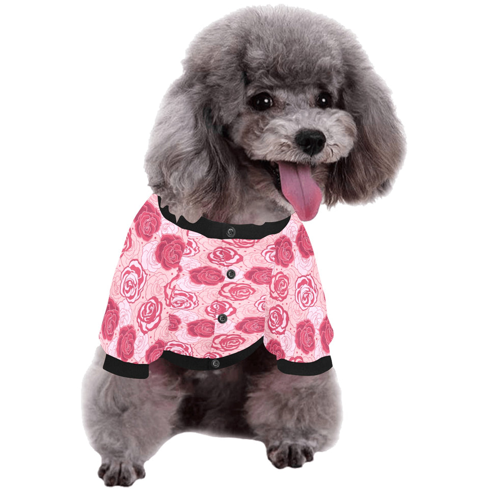 Rose Pattern Print Design 02 All Over Print Pet Dog Round Neck Fuzzy Shirt