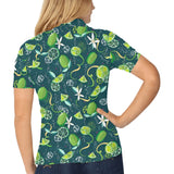 Lime ice flower pattern Women's All Over Print Polo Shirt