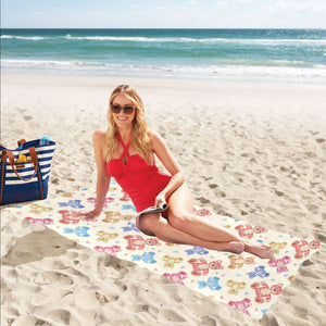 Teddy Bear Pattern Print Design 05 Beach Towel