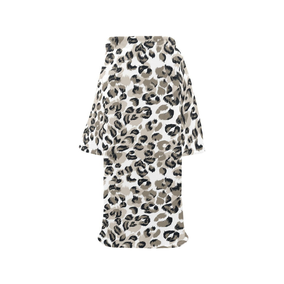 Leopard skin print pattern Blanket Robe with Sleeves