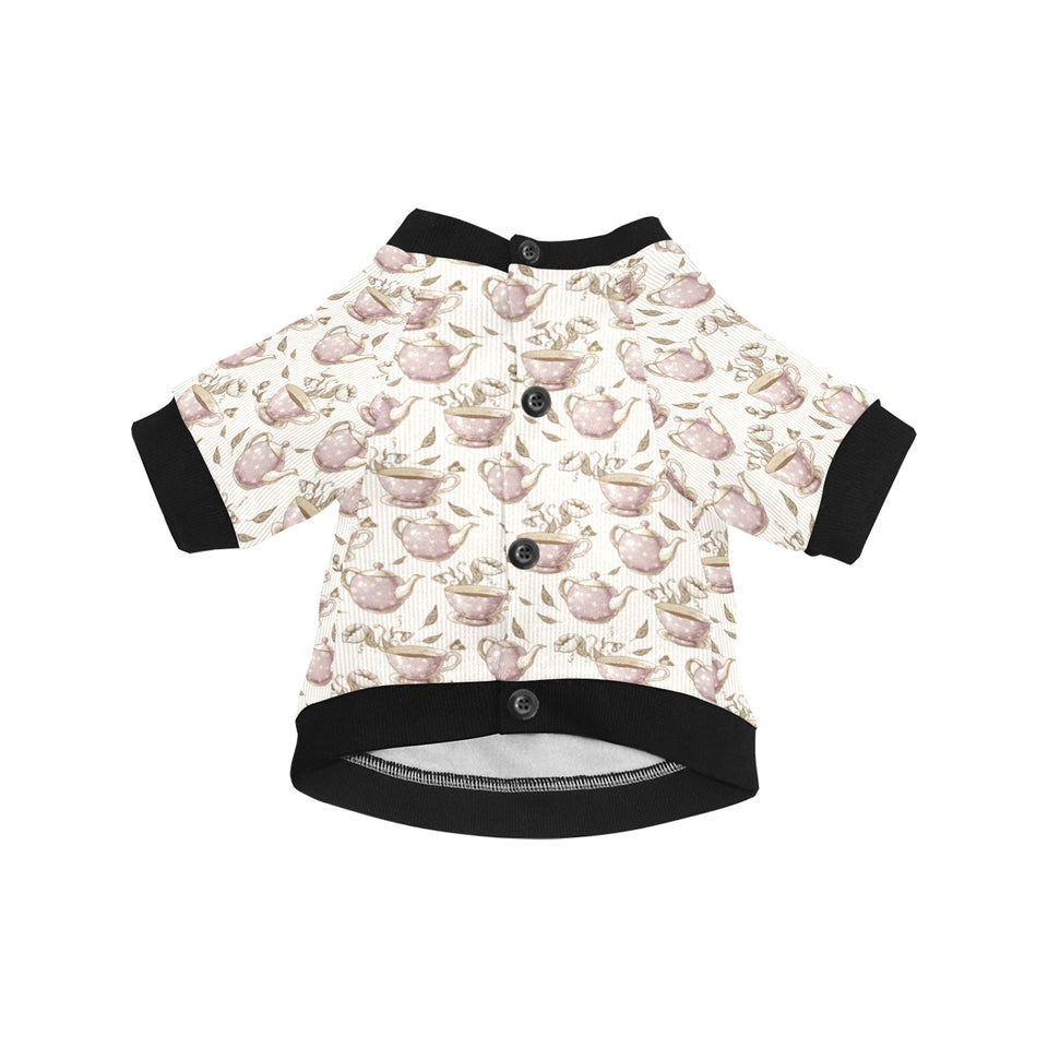 Tea pots Pattern Print Design 03 All Over Print Pet Dog Round Neck Fuzzy Shirt
