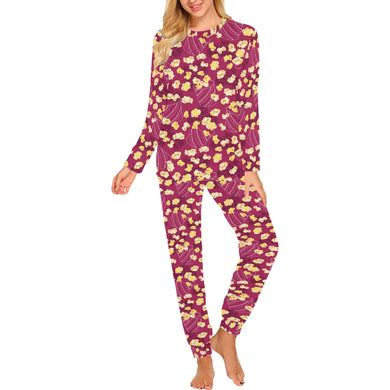 Popcorn Pattern Print Design 02 Women's All Over Print Pajama Set