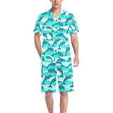 Dolphin sea pattern Men's V-Neck Short Pajama Set