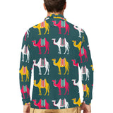 Camel pattern Men's Long Sleeve Polo Shirt