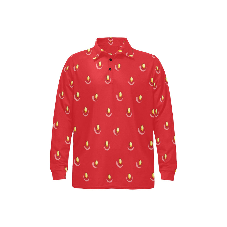 strawberry texture skin pattern Men's Long Sleeve Polo Shirt