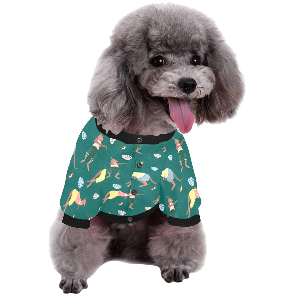 Kangaroo leaves pattern All Over Print Pet Dog Round Neck Fuzzy Shirt