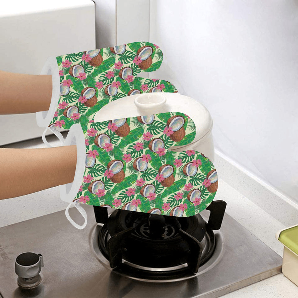 Coconut Pattern Print Design 01 Heat Resistant Oven Mitts