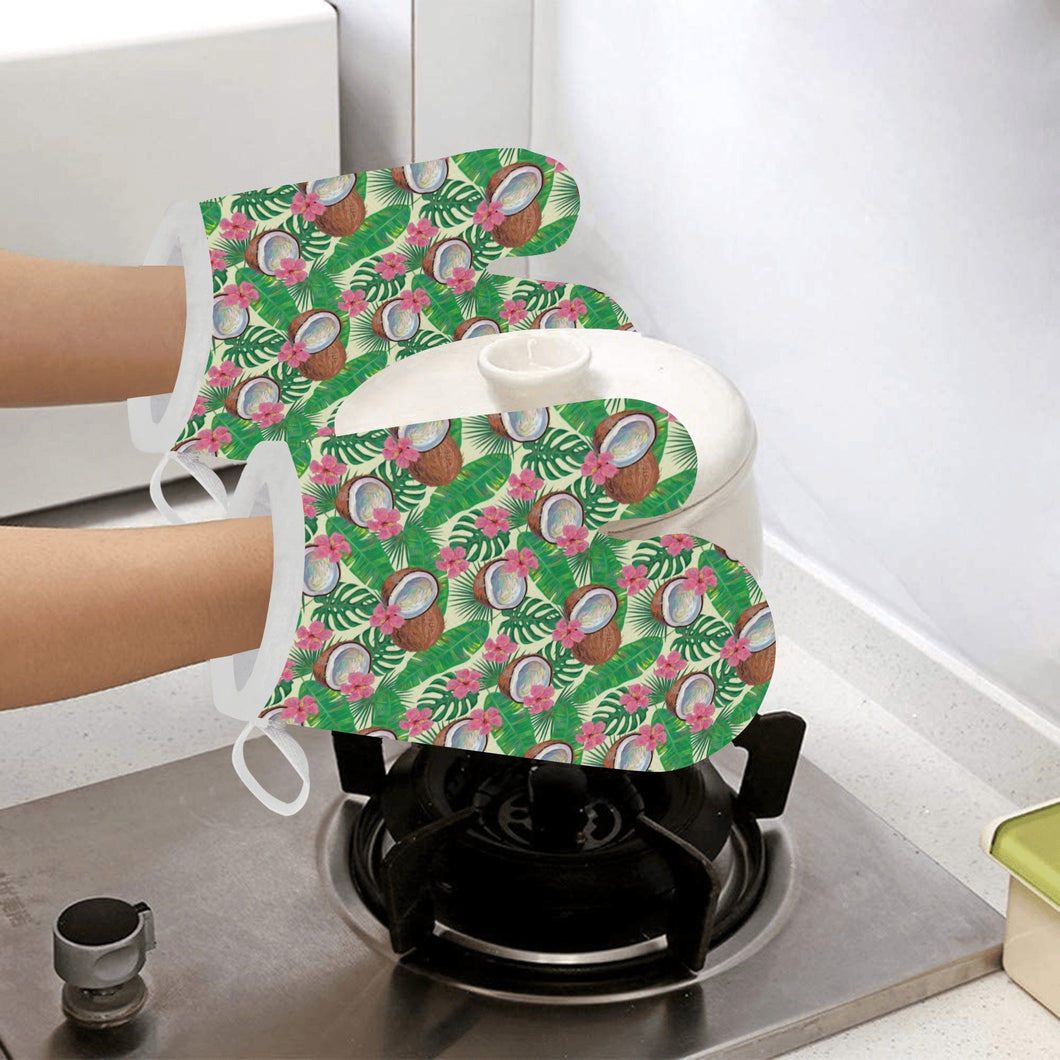 Coconut Pattern Print Design 01 Heat Resistant Oven Mitts