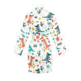 Cute Crocodile Pattern Women's Long Sleeve Belted Night Robe